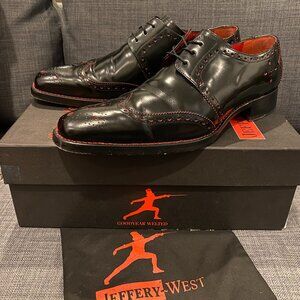 Jeffery-West Dexter Bay Wingtip Brogue Shoes Mens Size 9 Black Red